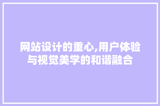 网站设计的重心,用户体验与视觉美学的和谐融合
