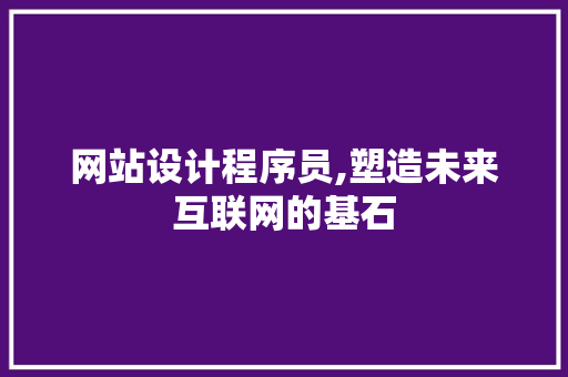 网站设计程序员,塑造未来互联网的基石