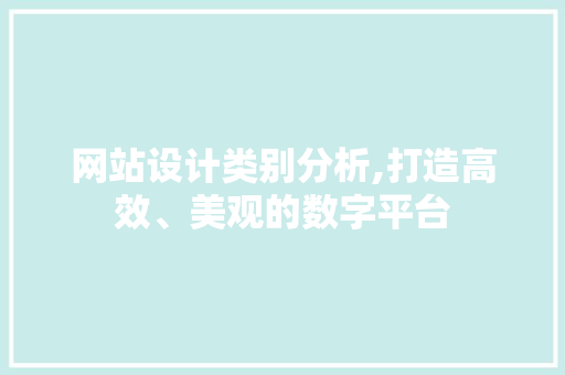 网站设计类别分析,打造高效、美观的数字平台