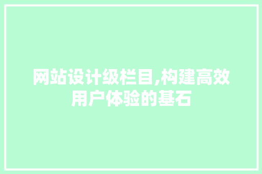 网站设计级栏目,构建高效用户体验的基石