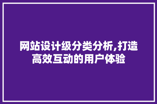 网站设计级分类分析,打造高效互动的用户体验