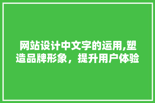 网站设计中文字的运用,塑造品牌形象，提升用户体验
