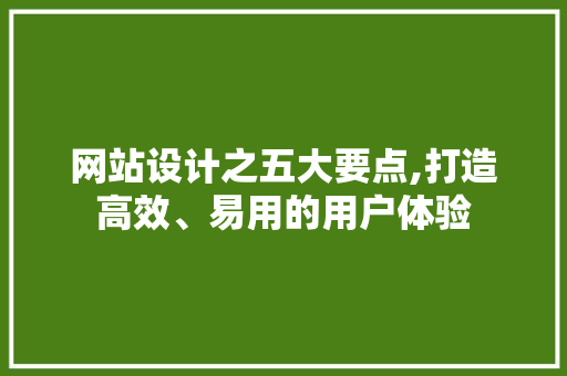 网站设计之五大要点,打造高效、易用的用户体验