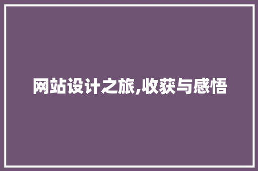 网站设计之旅,收获与感悟