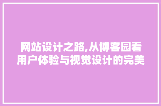 网站设计之路,从博客园看用户体验与视觉设计的完美融合 网站设计之路,从博客园看用户体验与视觉设计的完美融合 百度SEO