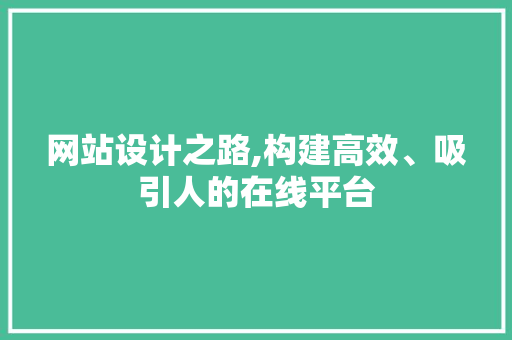 网站设计之路,构建高效、吸引人的在线平台
