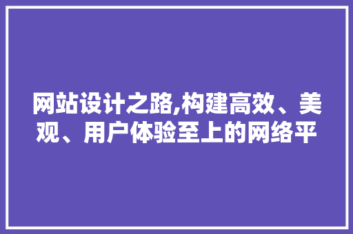 网站设计之路,构建高效、美观、用户体验至上的网络平台