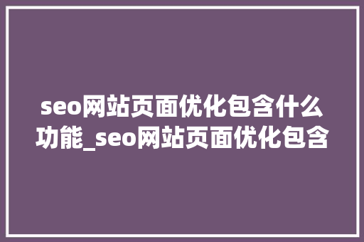 seo网站页面优化包含什么功能_seo网站页面优化包含什么功能呢。