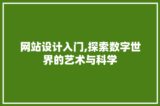 网站设计入门,探索数字世界的艺术与科学