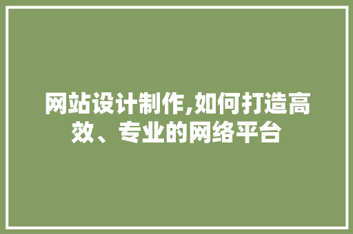 网站设计制作,如何打造高效、专业的网络平台