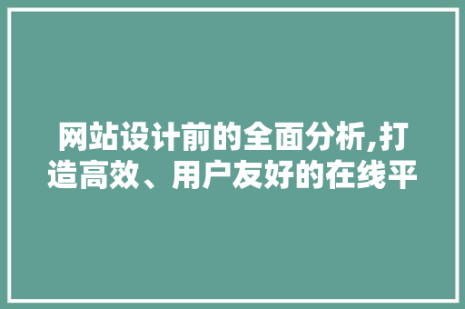 网站设计前的全面分析,打造高效、用户友好的在线平台