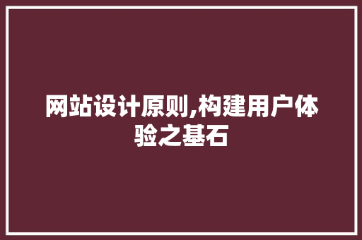 网站设计原则,构建用户体验之基石