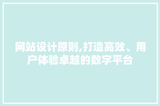 网站设计原则,打造高效、用户体验卓越的数字平台