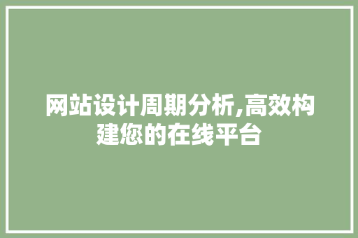 网站设计周期分析,高效构建您的在线平台