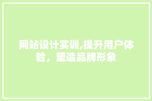 网站设计实训,提升用户体验，塑造品牌形象