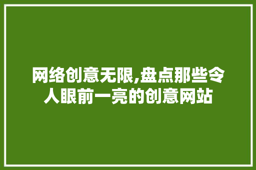 网络创意无限,盘点那些令人眼前一亮的创意网站