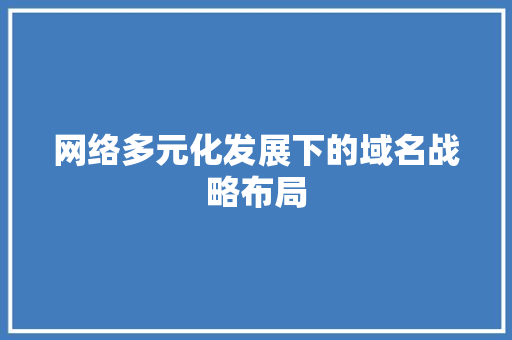 网络多元化发展下的域名战略布局