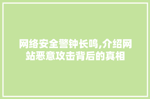 网络安全警钟长鸣,介绍网站恶意攻击背后的真相