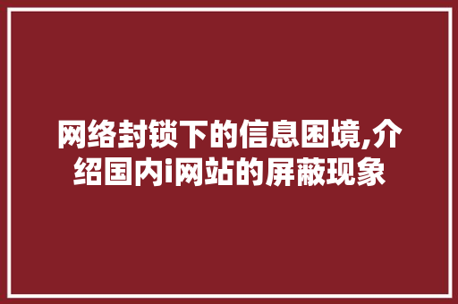 网络封锁下的信息困境,介绍国内i网站的屏蔽现象