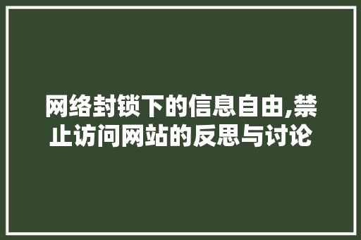 网络封锁下的信息自由,禁止访问网站的反思与讨论 网络封锁下的信息自由,禁止访问网站的反思与讨论 搜狗SEO