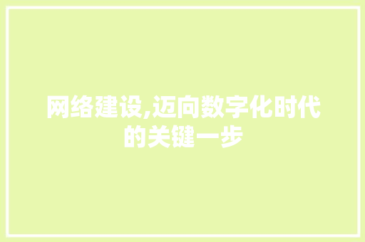 网络建设,迈向数字化时代的关键一步