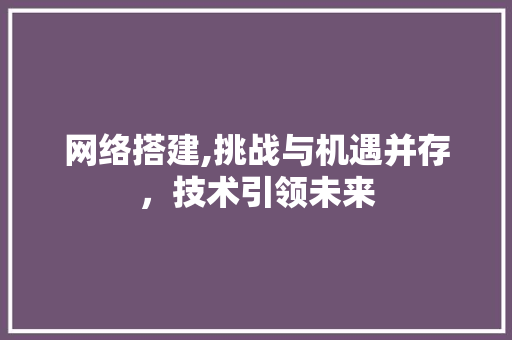 网络搭建,挑战与机遇并存，技术引领未来