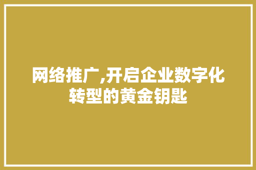 网络推广,开启企业数字化转型的黄金钥匙 网络推广,开启企业数字化转型的黄金钥匙 SEO关键词