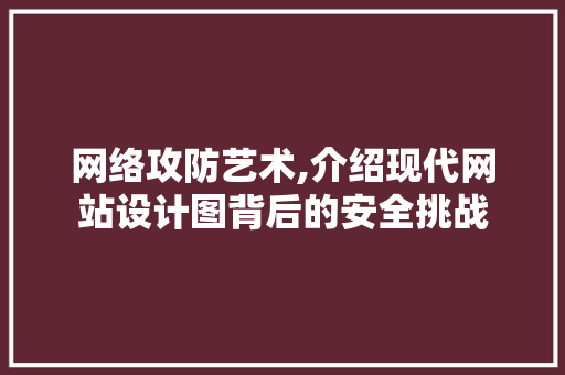网络攻防艺术,介绍现代网站设计图背后的安全挑战