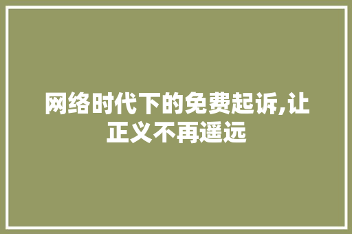 网络时代下的免费起诉,让正义不再遥远