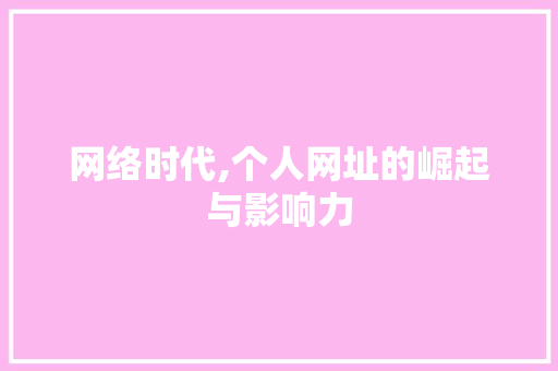 网络时代,个人网址的崛起与影响力
