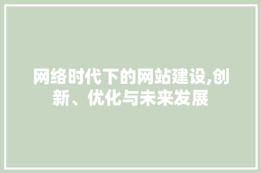 网络时代下的网站建设,创新、优化与未来发展
