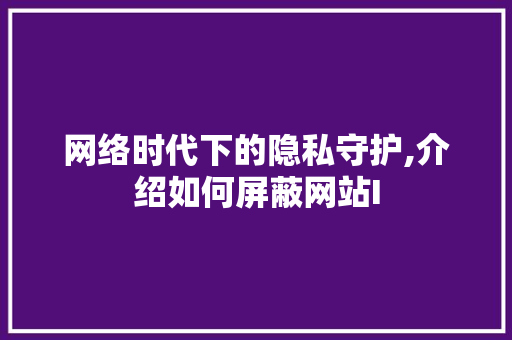 网络时代下的隐私守护,介绍如何屏蔽网站I