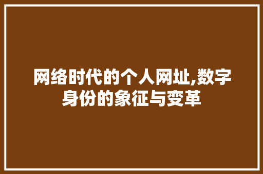 网络时代的个人网址,数字身份的象征与变革