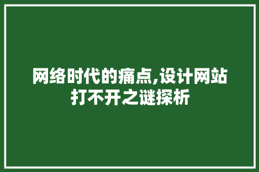 网络时代的痛点,设计网站打不开之谜探析