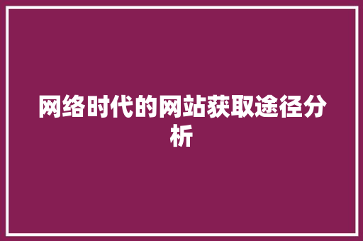 网络时代的网站获取途径分析