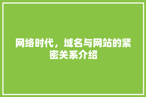 网络时代，域名与网站的紧密关系介绍