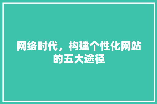网络时代，构建个性化网站的五大途径