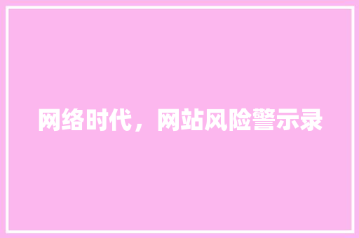 网络时代，网站风险警示录 网络时代，网站风险警示录 神马SEO