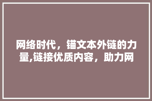 网络时代，锚文本外链的力量,链接优质内容，助力网站优化 网络时代，锚文本外链的力量,链接优质内容，助力网站优化 神马SEO