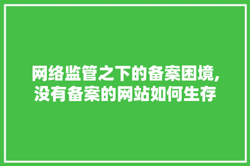 网络监管之下的备案困境,没有备案的网站如何生存