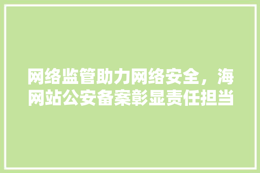 网络监管助力网络安全，海网站公安备案彰显责任担当
