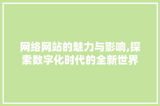 网络网站的魅力与影响,探索数字化时代的全新世界