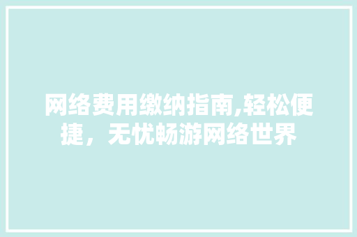 网络费用缴纳指南,轻松便捷，无忧畅游网络世界 网络费用缴纳指南,轻松便捷，无忧畅游网络世界 必应SEO