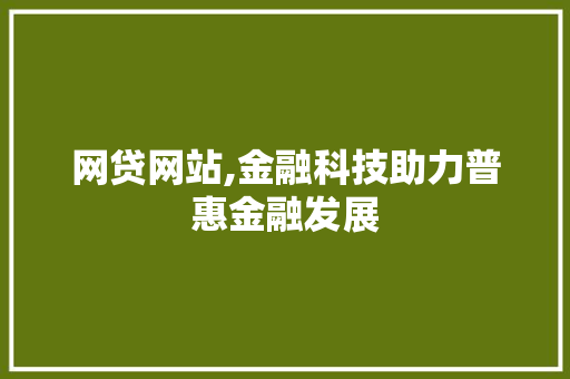 网贷网站,金融科技助力普惠金融发展 网贷网站,金融科技助力普惠金融发展 神马SEO