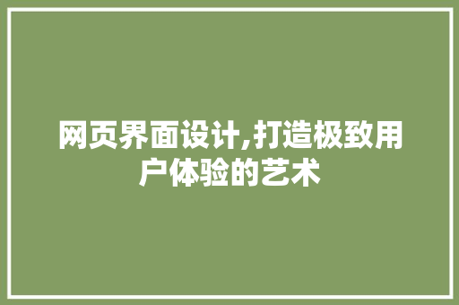 网页界面设计,打造极致用户体验的艺术