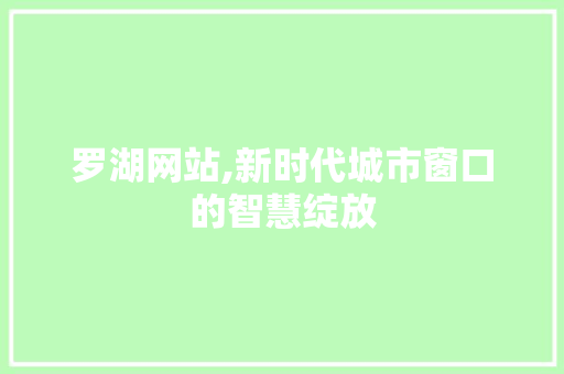 罗湖网站,新时代城市窗口的智慧绽放