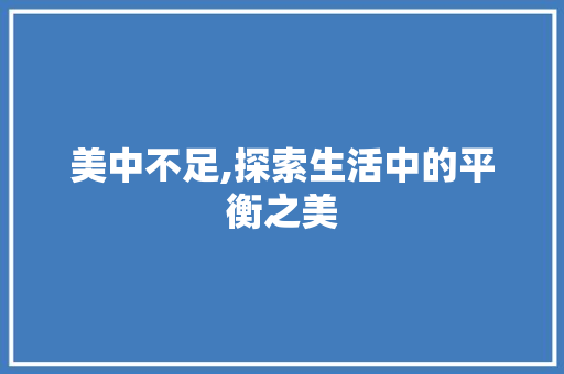 美中不足,探索生活中的平衡之美