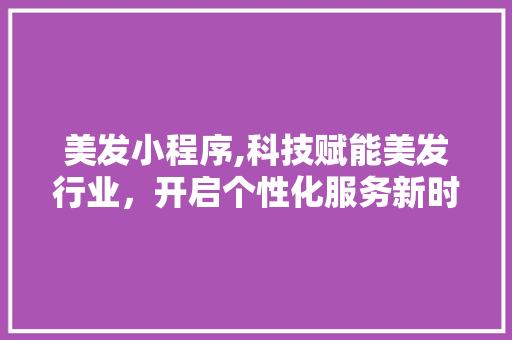 美发小程序,科技赋能美发行业，开启个性化服务新时代 美发小程序,科技赋能美发行业，开启个性化服务新时代 必应SEO