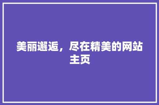 美丽邂逅，尽在精美的网站主页