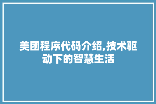 美团程序代码介绍,技术驱动下的智慧生活